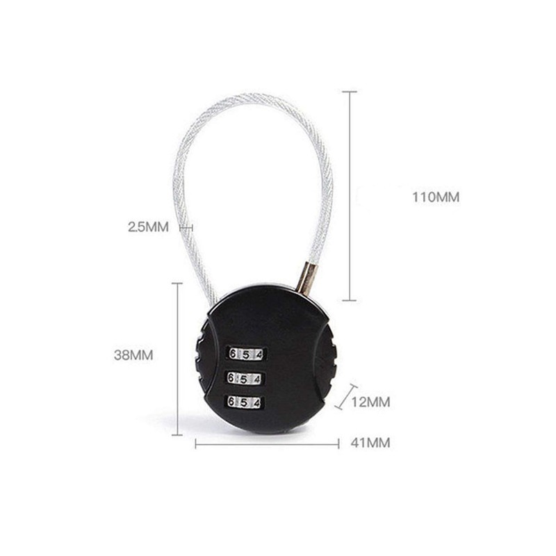 ZPLIUST 3-Digit Cable Luggage Locks Re-settable Combination, Alloy Body Color