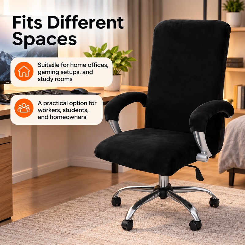 Velvet Stretch Office Chair Cover Set for Chair Protection –