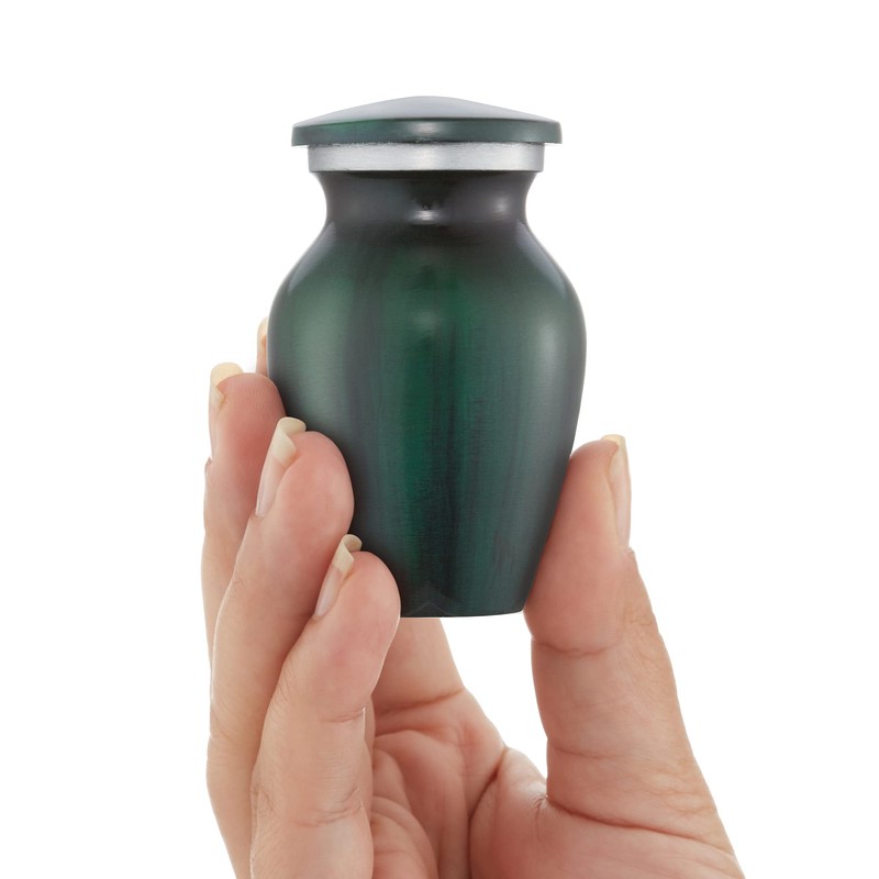 Reminded Small Cremation Memorial Urn for Human Ashes, Green Mini