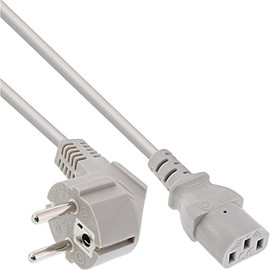 InLine 16650G Power Cable, Earthing Contact Angled to IEC Plug C13, 0.5 m, Grey