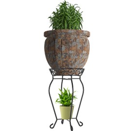 Yimobra Tall Plant Stand Indoor Outdoor, 200LB Hold Up Metal Flower Plant Stand, Heavy Duty Rustproof Iron Plant Supports for Patio or Garden,Living Room, 12.5 x 23.6 Inches, Black