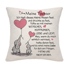 Bommex Daughter Gift Cushion Cover for Daughter Gift for Daughter from Mum Dad Daughter Pillowcase Daughter Goodbye Gift Birthday Gift (Daughter)