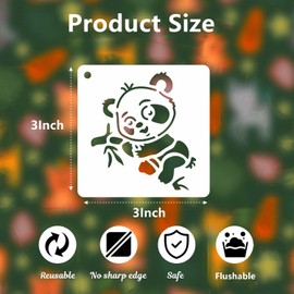 30 Pieces Cute Animal Stencils 3Inch Reusable and Flushable Print Stencils Cat Dog Panda Pattern Templates for Painting on Wood, Burning Art, Craft, Wall, Home Sign Decor, Fabric, Canvas