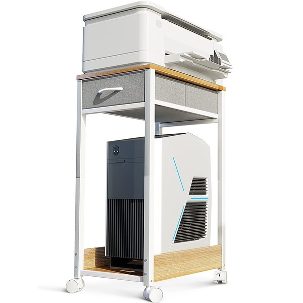 KKL Printer Stand with Storage, Computer Tower Stand with Fabric