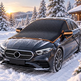 Car Windshield Snow Cover for Winter Protection – Magnetic Frost Guard with Side Mirror Coverage for Snowy Mornings