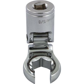 Dynamic Tools D008650 3/8" Drive SAE 5/8" Flex Head with Crow Foot Flare Nut Socket, Chrome Finish