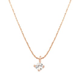 Jewelry Shop M Women's CZ Diamond Cubic Zirconia Chain 4 Prong Single Grain Necklace, Hypoallergenic Metal, Simple Accessory