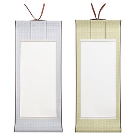 Uccellino Wall Scroll with Style Belt, Set of 2, Plain, Blank Paper, Half Paper, Calligraphy, Scrolls, Calligraphy, Beginning Calligraphy, Ink Painting, Surface Mount, Wall Scroll (Type A (Gray /