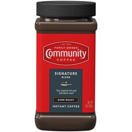 Community Coffee Community Coffee Signature Blend Dark Roast Premium Instant 7 Oz Jar (Pack of 1), Full Body Rich Bold Taste, 100% Select Arabica Coffee Beans