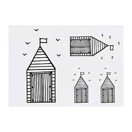 Azeeda 4 x 'Strandhütte & Vögel' Temporäre Tattoos - Wasserfest, Hautfreundlich & Ungiftig · Transfers in Verschiedenen Größen (TO00052209)
