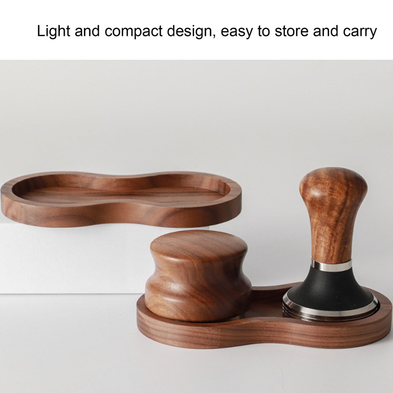 Coffee Hammer Tamping Kit Walnut Stainless Steel Tamper Distributor Set