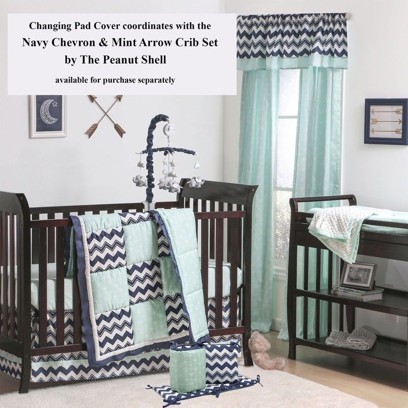 Mint Green Arrow Print 100% Cotton Changing Pad Cover by