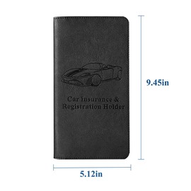 Mandark Car Registration and Insurance Holder, Auto Glove Box Organizer with Magnetic Closure, PU Leather Vehicle Essential Card Document License Compartment Wallet, Universal Fit（Black）
