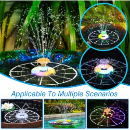 AISITIN 2025 Upgrade Solar Fountain Pump - 4W Glass Panel with LED Lights for Garden