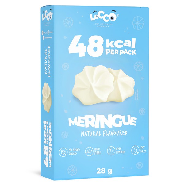 LOCCO Low Calorie Meringues | CA. 1,5 kcal Per Meringue | Low Calorie High Protein Snack | No Added Sugar | No Palm Oil & Fat Free | Natural Flavour