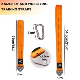 Arm Wrestling Training Strap Belt Hand Grip Arm Finger Forearm Exerciser Strengthener for Cable Machine (Short)