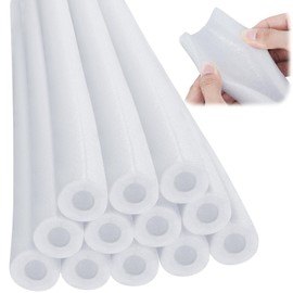Amylove 12 Pcs 3.3 Feet Foam Pipe Insulation Foam Tube Insulating Water Pipe Pool Swim Noodles Pre Slit Heat Preservation Pipes Covers for Tubing Outdoor Winter Freeze Protection(White,1/2 Inch)