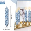 Blue Printed Candles 7 inch Short Taper Candlesticks Flowers Printed