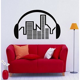 Headphones Wall Decal Vinyl Sticker Equalizer Art Wall Removable Home Decor (23mu6)