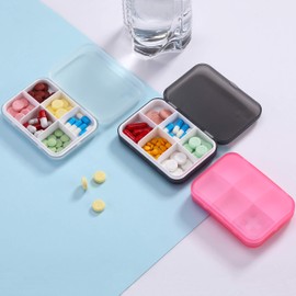 ZDQZC Pill Organizer - Portable Pill Box Small Pill Container for Purse or Pocket, Excellent Pill Storage Case (White, 6 Compartment)