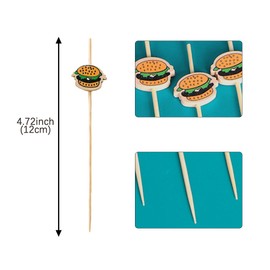 100PCS Hamburger Toothpicks Cocktail Picks Sticks Sandwiches Appetizers Cakes Dessert Drinks Fruit for Party Decoration
