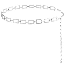 FIORETTO Chain Belt for Women Metal Waist Belts Fashion Chain Belts for Dress Square Silver Length 47in