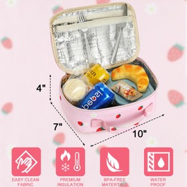 LEDAOU Lunch Box Kids Boys Girls Cute Insulated Lunch Box Reusable Lunch Bag Meals Tote Lunchbox for School Picnic Travel