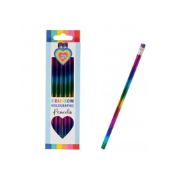 Pack of 8 - Kids Art Fashion Stationery Holographic Rainbow Pencils With Eraser Top, Multicolor (3042 - 8386)