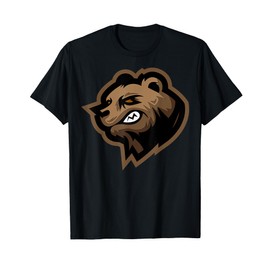 Cartoon Bear Head Mascot For Kids Angry Bear Design T-Shirt