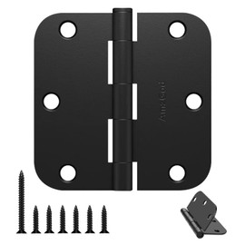 AmzGod Door Hinges Matte Black - 30 Pack Black Door Hinges 3.5 Inch Rounded Interior Door Hinges with 5/8" Radius Corners - Black Hinges for Doors 3 1/2 Inches Flat Iron Residential Door Hardware