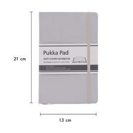 Pukka Pad, Soft Cover Notebook – 192 Pages of 80GSM Acid-Free Lined Paper – Vegan Leather Cover with Inner Pocket, Ribbon Bookmark, and Elasticated Closure – 130 x 210mm,Pebble