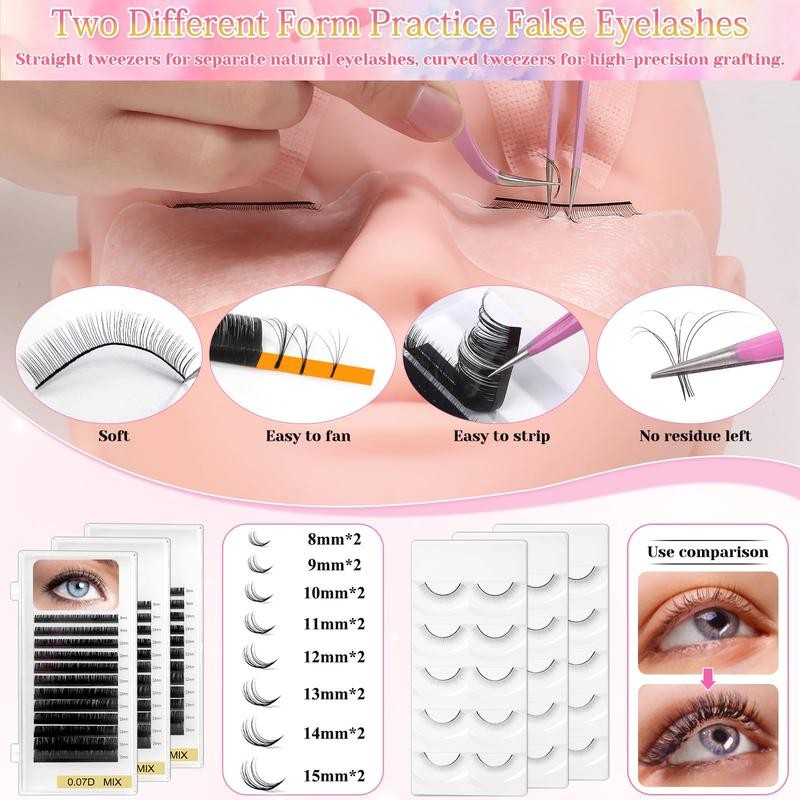 Lashes Kit for Eyelash Extension Beginners 470PCS Professional Lash Mannequin