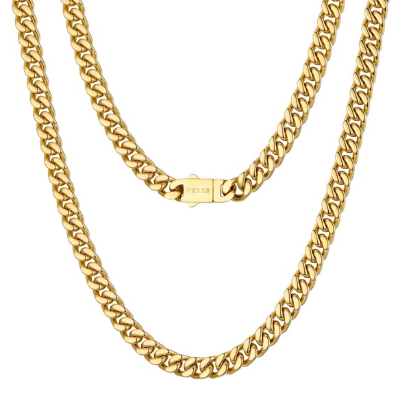VEXXS Cuban Link Chain,18K Real Gold Plated