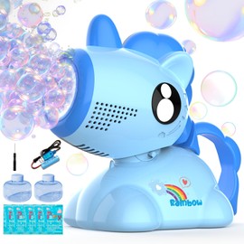 WABALLO Bubble Machine for Toddlers, Automatic Unicorn Blower with LED Lights, Non-Toxic Outdoor Toys for Kids, Birthday Party Favors Gifts
