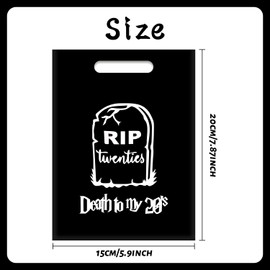 YYMYMGJ 50PCS Death to My 20s Party Favors Plastic Gift Bags Rip to My 20s Black 30th Birthday Party Decorations Supplies for Men Women Him My Youth Funeral Funny Black Humor Themed Birthday Party
