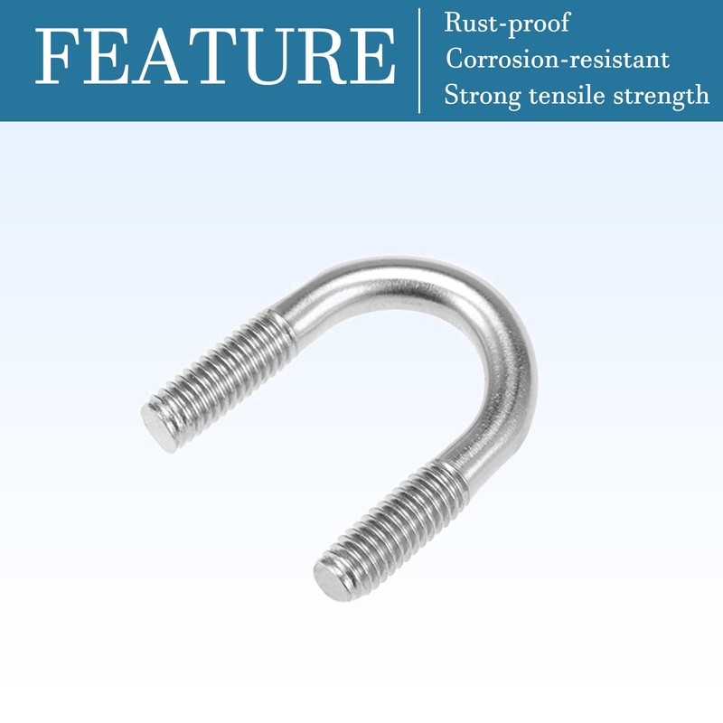 QUARKZMAN 0.67 Inch U-Bolts x 5 Pieces Round Stainless Steel