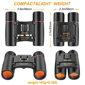 ANDSTON 30 x 60 Small Binoculars Compact for Adults Kids, Mini Binocular for Bird Watching Traveling Sightseeing, Lightweight Pocket Folding Binoculars for Concert Theater Opera
