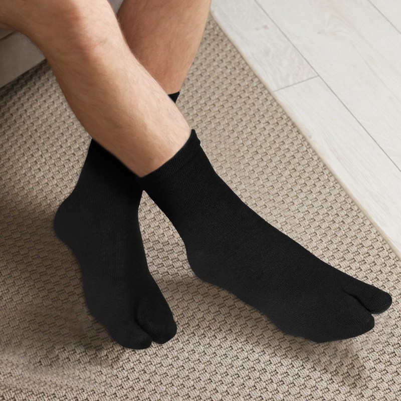 Qulkws 4 Pairs Unisex Split Toe Cotton Tabi Sock Split