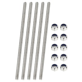 PATIKIL 5 Pcs Fully Threaded Rod, M3 x 350mm 304 Stainless Steel Right Hand Long Thread Bar Studs with Nuts for Pipes Clamps Hangers U-Bolts