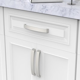 Furniware Pack of 10 Brushed Nickel Cabinet Handles, Cupboard Handles Drawer Pulls 192mm(7.6 Inch) Hole Center, Hardware Modern Kitchen Cabinet Door Handles, for Kitchen and Bathroom Cabinets Cupboard