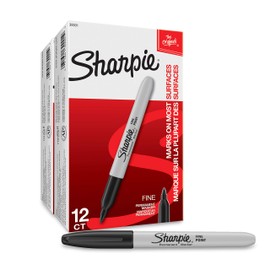 Sharpie Marcadores permanentes, punta fina, negro, 24 unidades