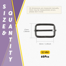 Swpeet 60Pcs 1/2 Inch - 13mm Gun-Black Metal Rings Rectangle Adjuster Triglides Slides Buckle, Roller Pin Buckles Slider Strap Adjuster Keychains for Belt Bags DIY (Gun-Black, 1/2 Inch)