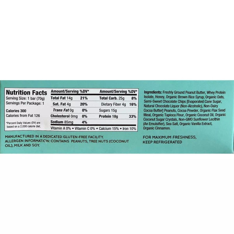 G2G Peanut Butter Chocolate Chip Protein Bars 8 Count