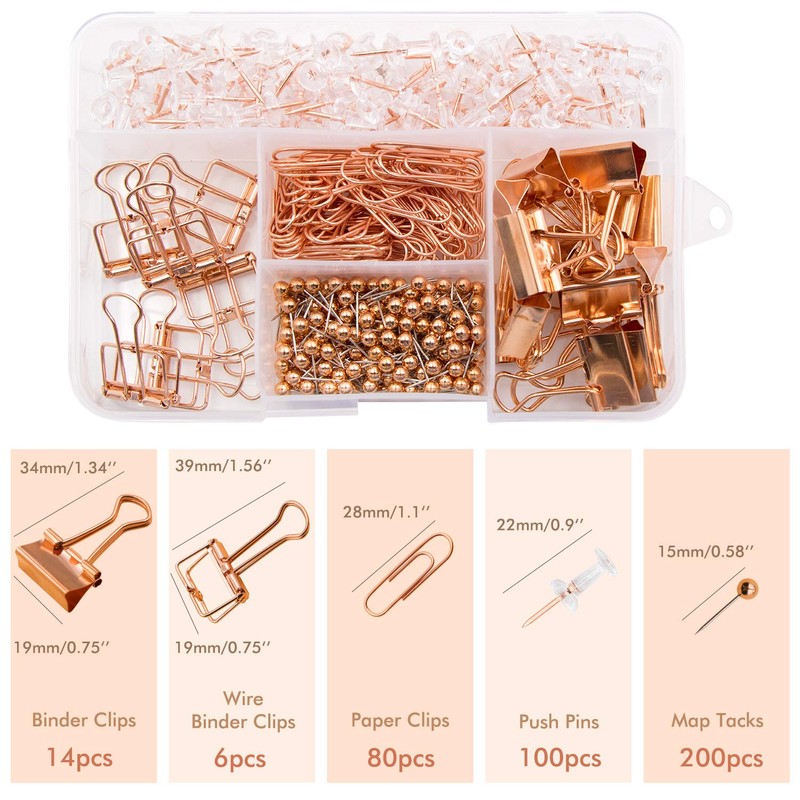 VAPKER Push Pins Binder Clips Paper Clips Map Pins Sets,