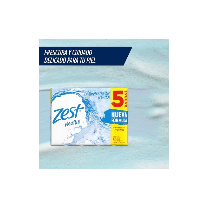 Zest Jabón Neutro Suave Barra, 90g (5 Piezas)