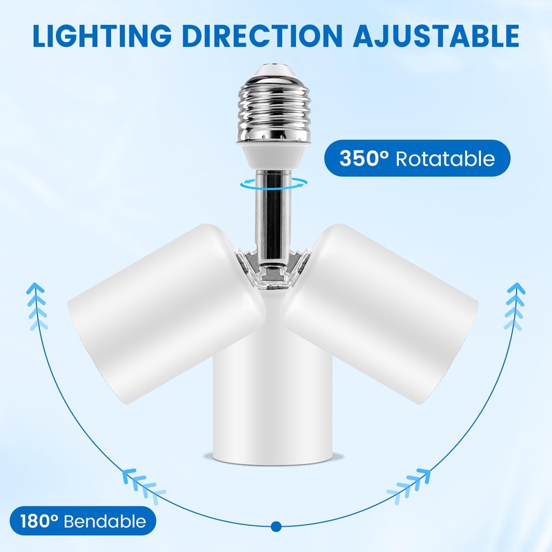 NWPangu 3PCS Light Bulb Socket Extender,E26/E27 Bulb Extender Socket,350 Degree