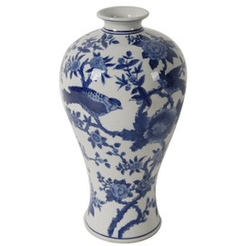 A&B Home Ren Blue & White Bird Vase