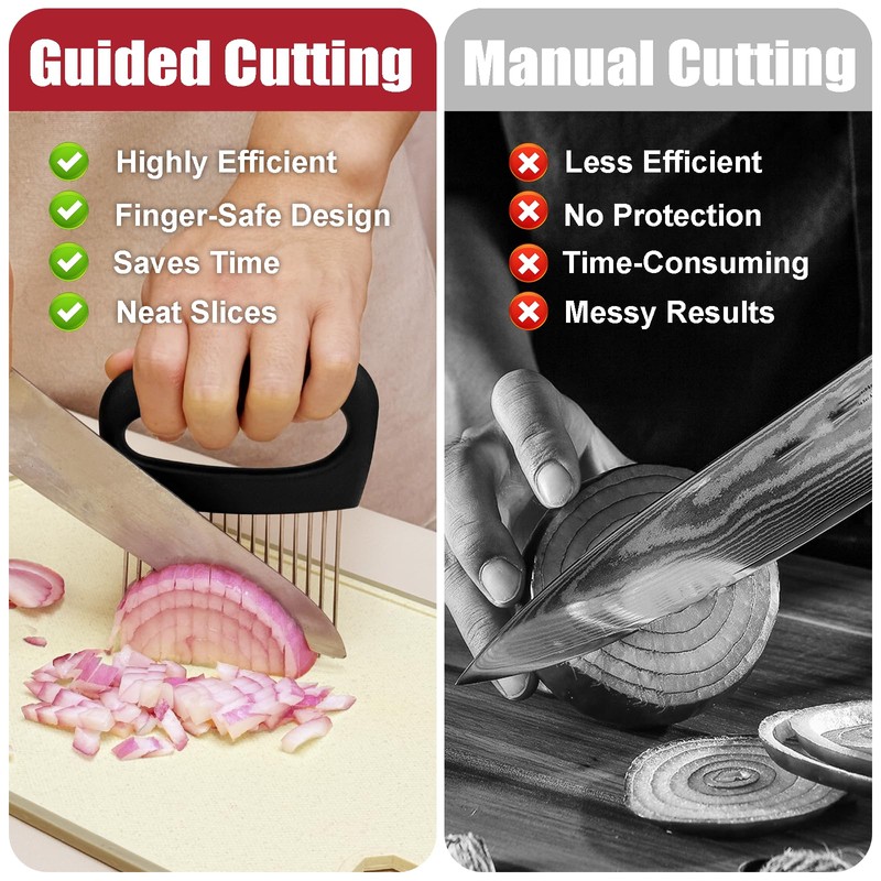 Furneet Extra-Large Onion Holder for Slicing, Onion Cutter Vegetable Chopper,