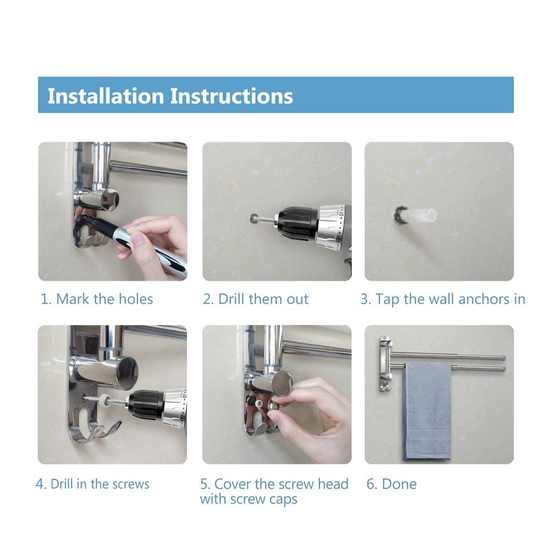 Adjustable Bathroom Towel Rack JSVER SUS304 Stainless Steel Towel Rack,