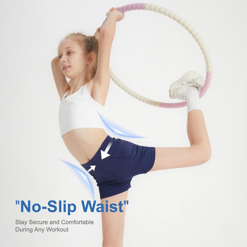 DIPUG Girls Volleyball Biker Shorts with Pockets High Waist Athletic